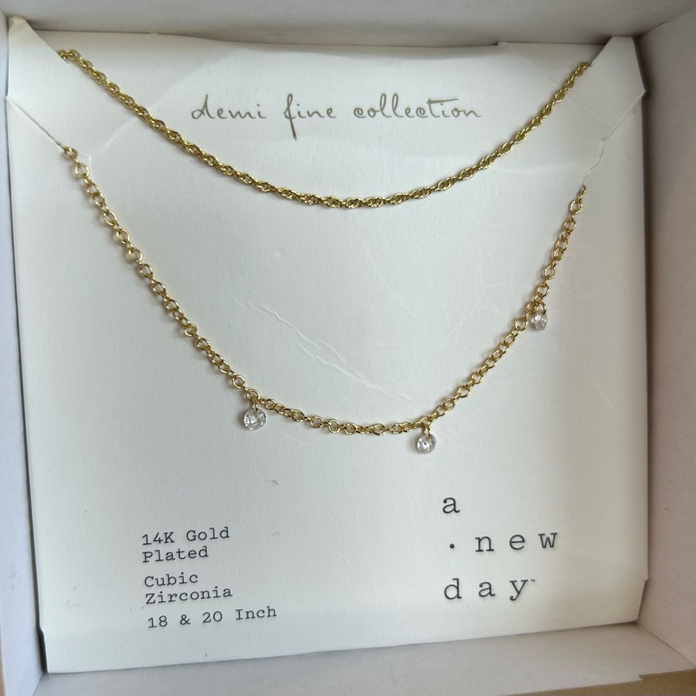 **SOLD** 14K Gold Plated CZ Layered Necklaces